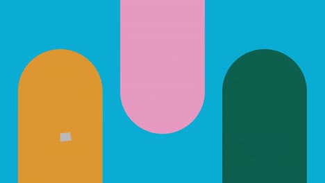 animación de formas en colores naranja, verde, rosa y púrpura sobre fondo azul