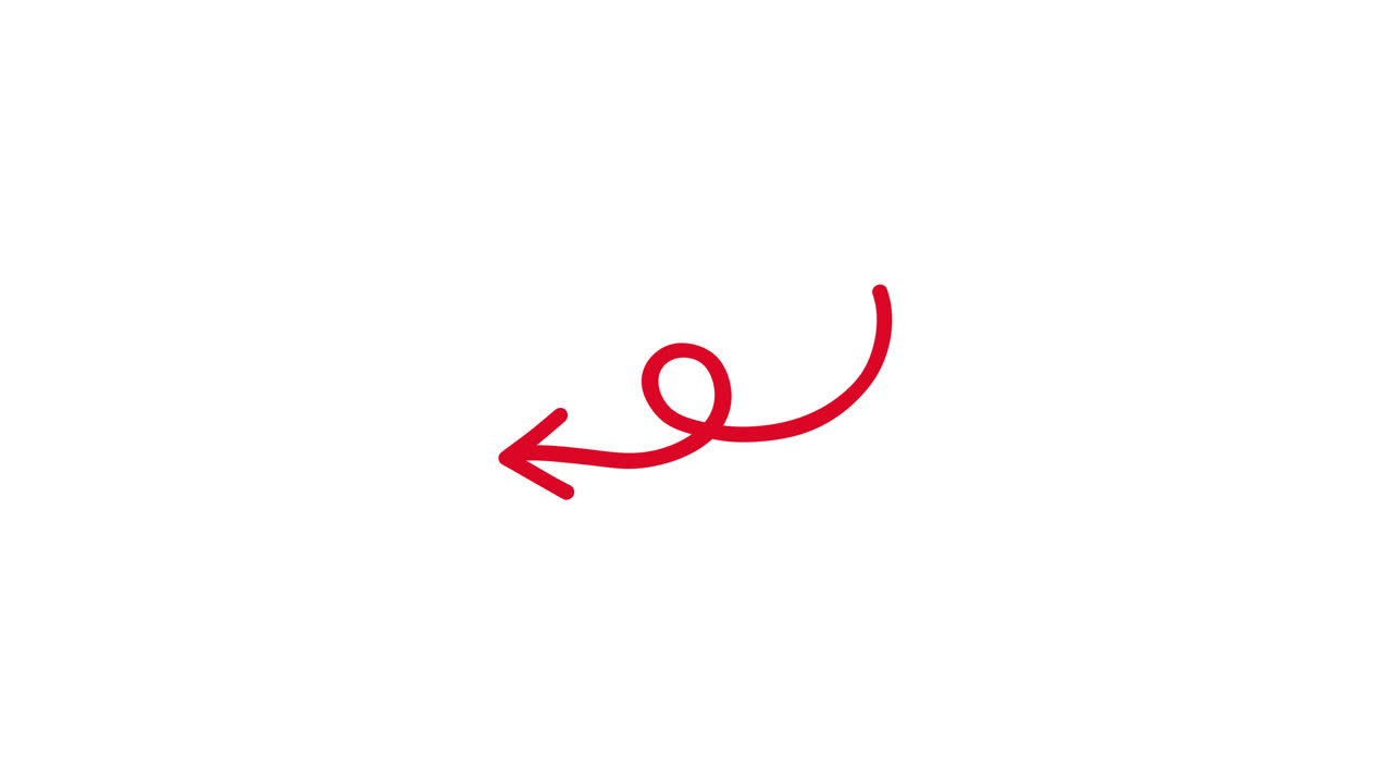 Animated Red Hand-Drawn Arrow Pointing Left on White Background