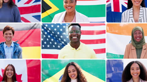 Happy,-diversity-and-people-with-flag-on-collage