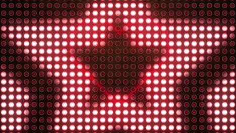 digital animation of star shapes lights against neon red heart icon on red background