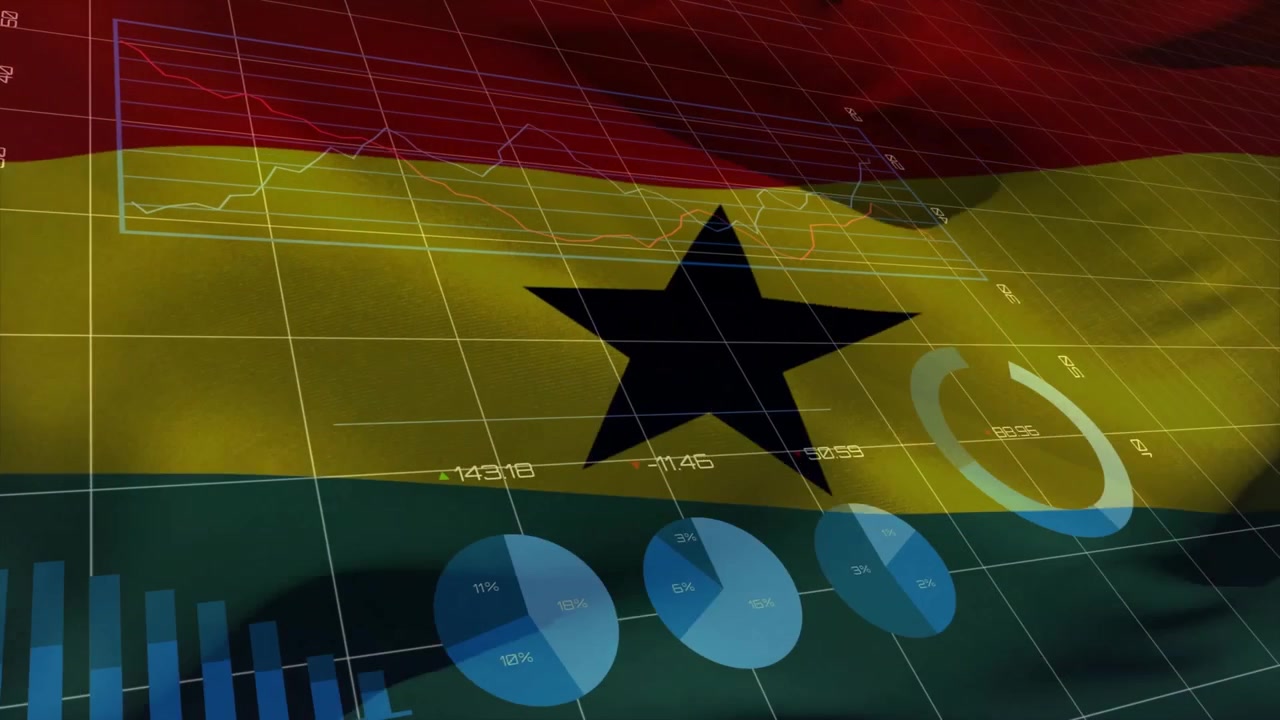 Mentre la griglia si riempie, la bandiera del Ghana sventola, le barre si alzano e i grafici a torta ruotano per fornire approfondimenti