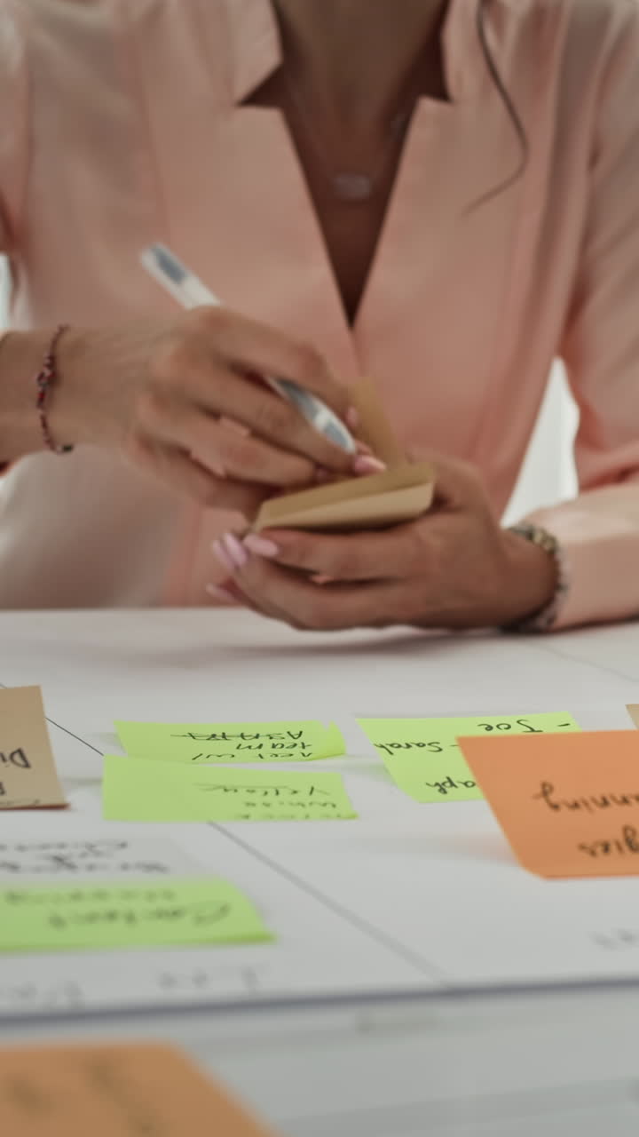Employees Creating Project Plan with Paper and Stickers