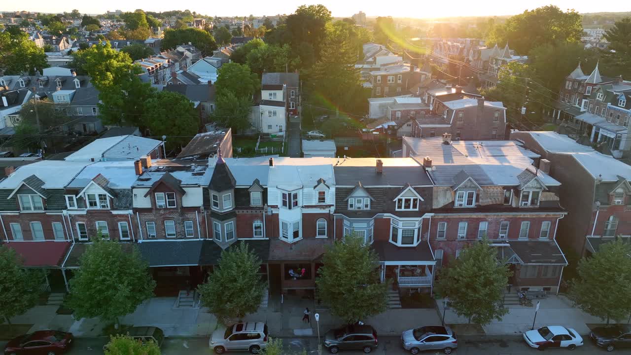 Historic Victorian homes in old residential district in American city