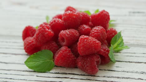 pile of fresh bright raspberries