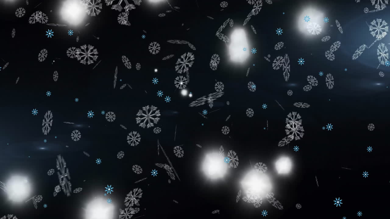 animación de copos de nieve cayendo sobre un fondo negro