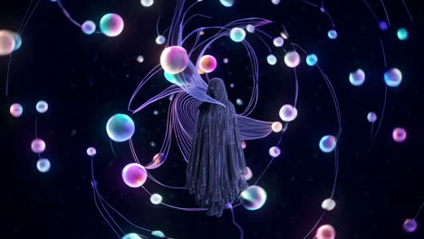 mystical figure in a cosmic vortex