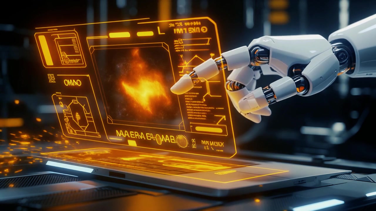 Robotic Hand Interacting with Holographic Interface on Laptop