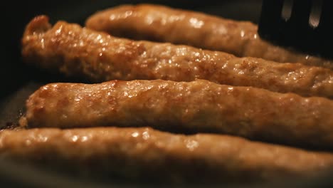 fried sausage in a pan