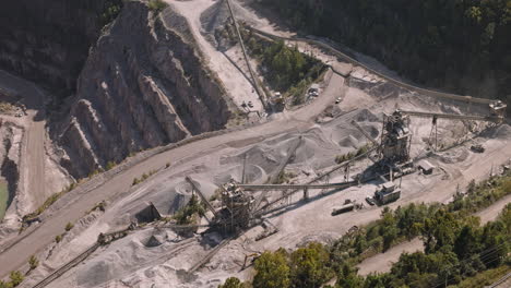 columbia south carolina aerial v47 flyover olympia-granby capturing vulcan quarry with its ongoing mining operations and views of layered terraced rock walls - shot with inspire 3 8k - oct 3rd 2023