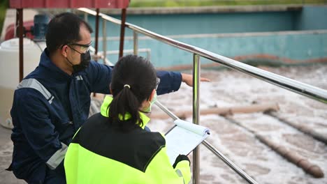 environmental engineers work at wastewater treatment plants