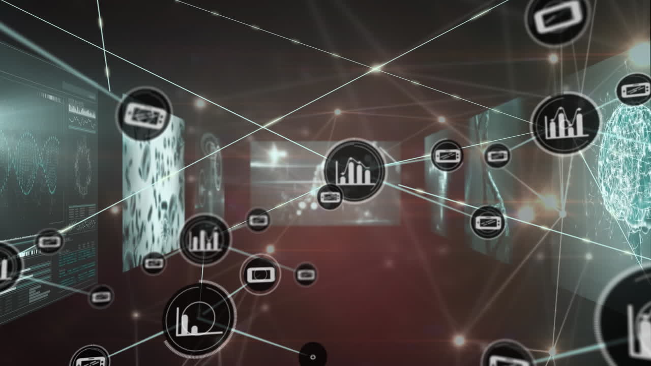 Animation af netværk af forbindelser over databehandling