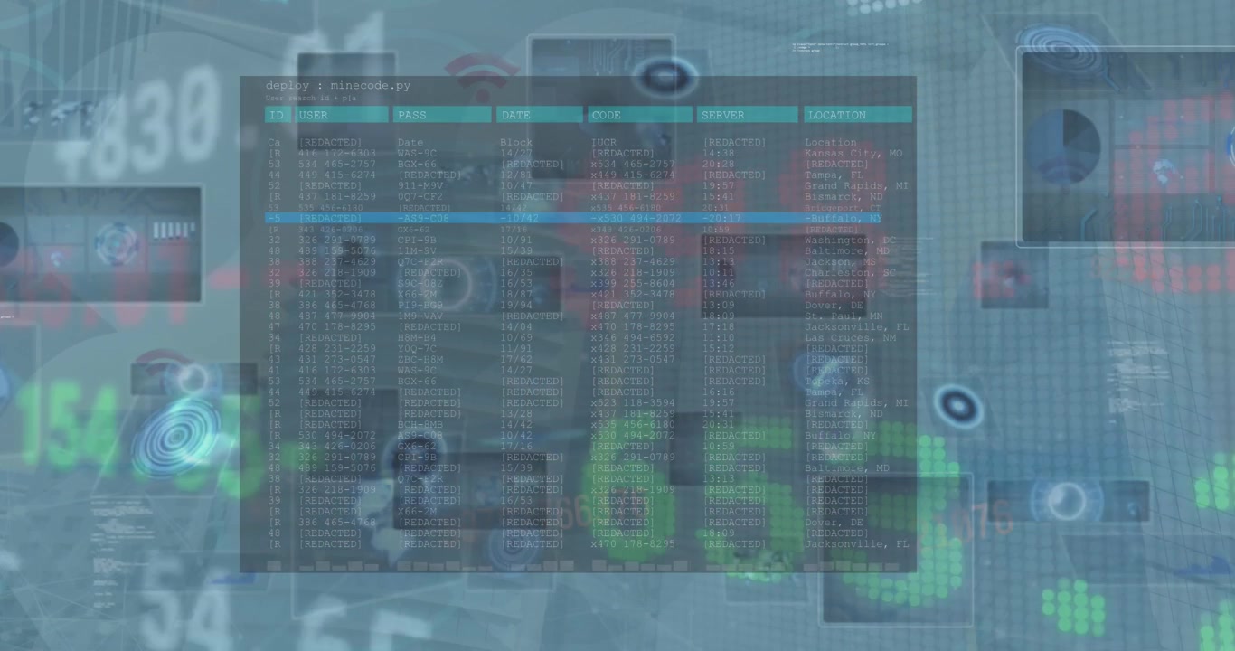 Animation of data processing over cityscape