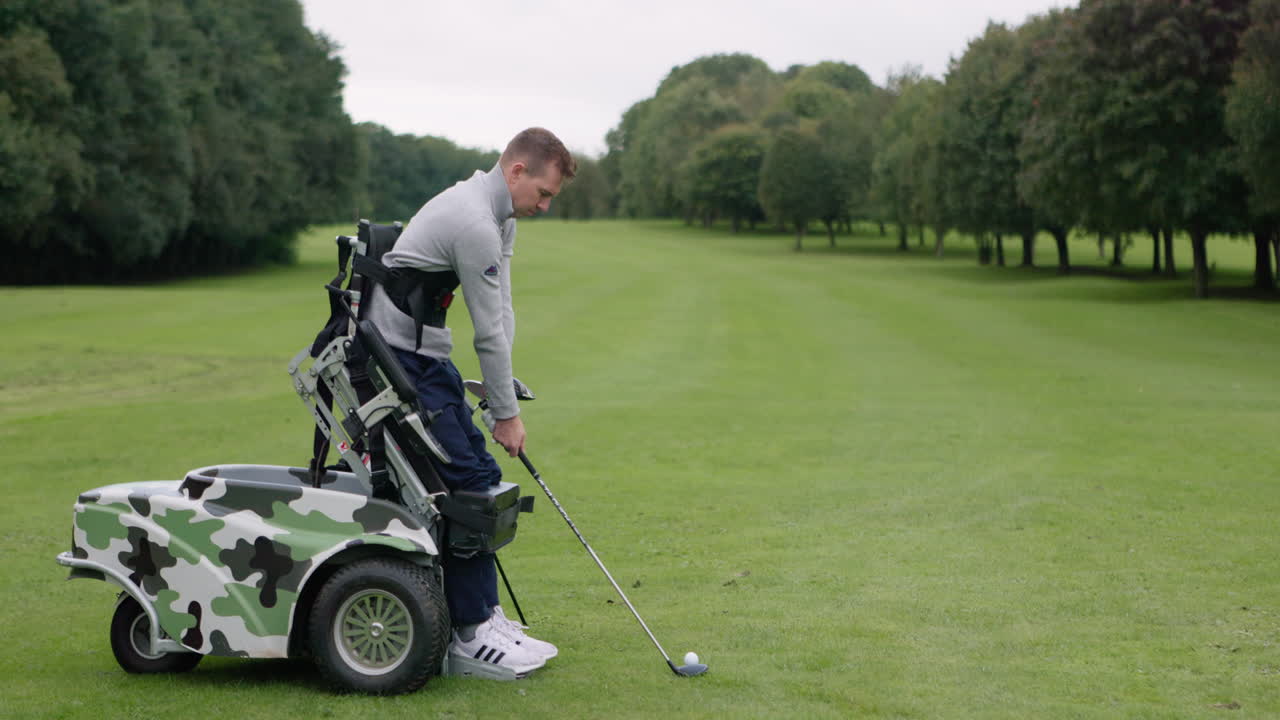 Disabled golfer playing golf
