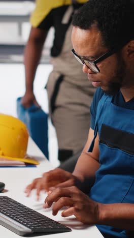 vertical video engineer investigating malfunctioning systems in photovoltaics factory