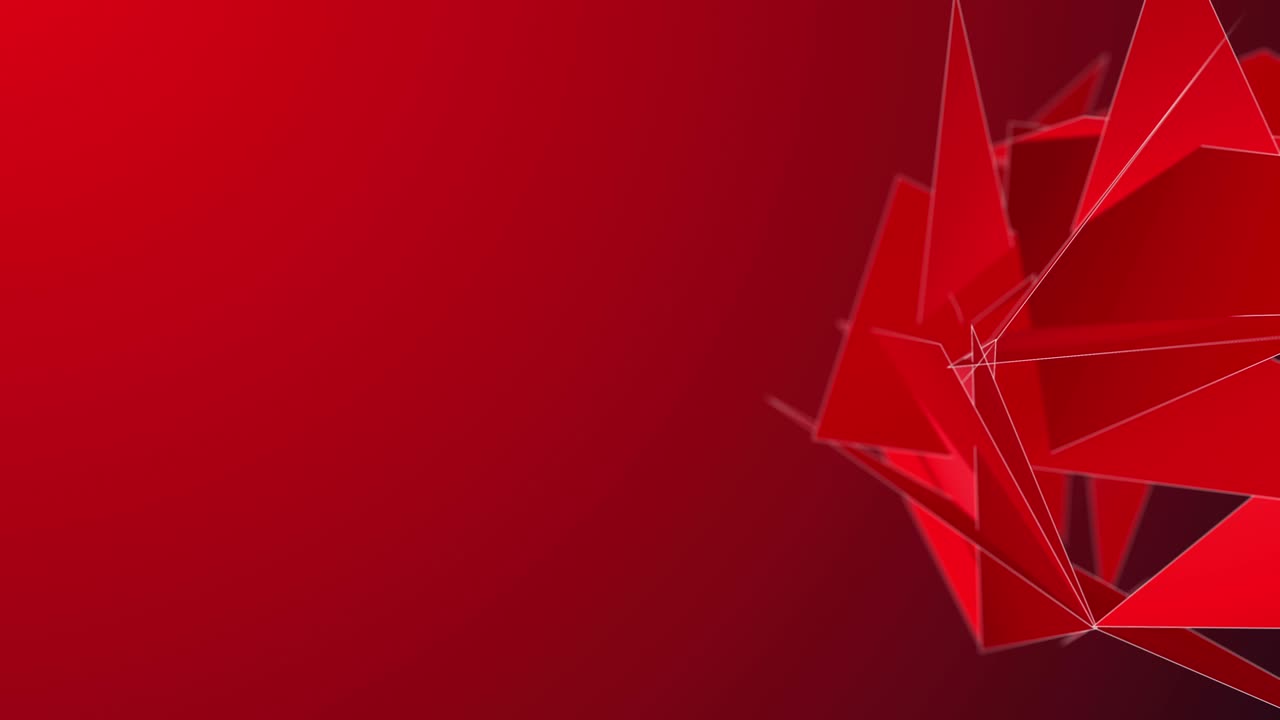 추상적인 삼각형 기하학적 3d 은 모양의 조각이 애니메이션 무한 비디오 루프 예술 디자인 템플릿에서 회전합니다.