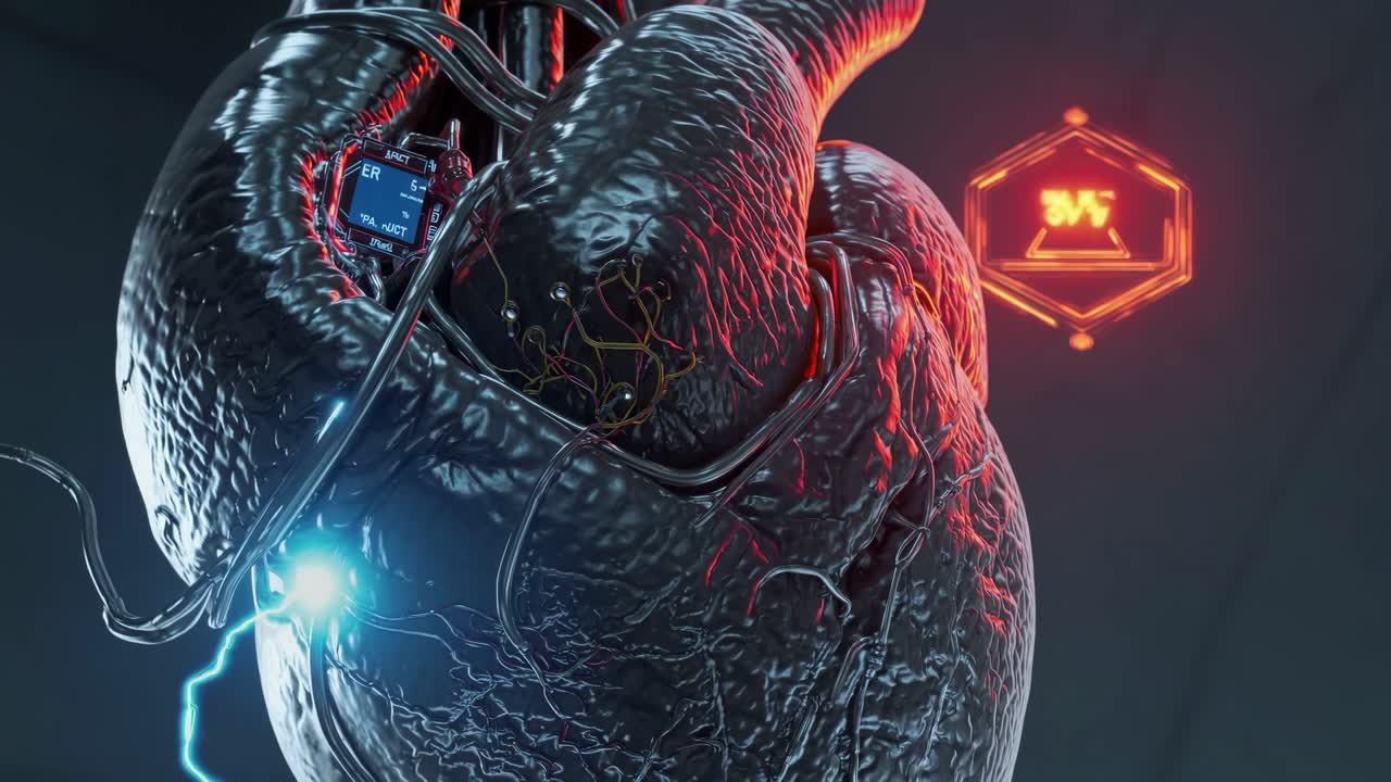 Cyberpunk Heart with Implanted Technology