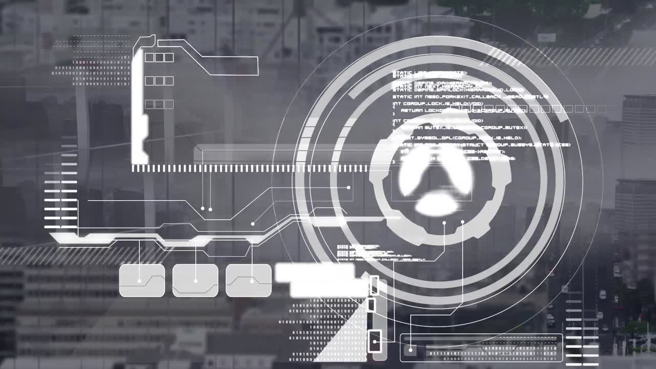 Animation of scope scanning over cityscape