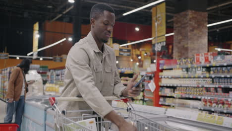 man shopping for groceries using his smartphone