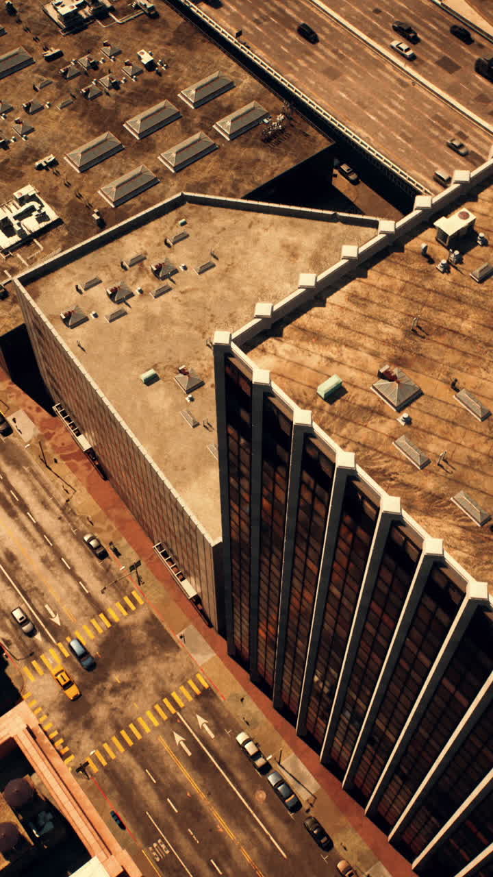 vista de ángulo alto de las calles y edificios de la ciudad