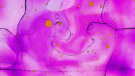 animación de orbes de luz naranja sobre manchas rosadas