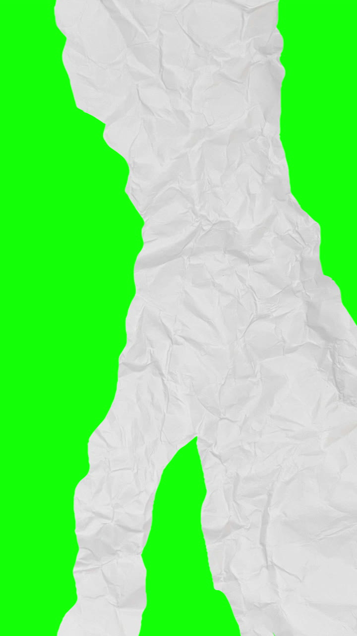Crumpled White Paper Tearing Transition on Green Screen