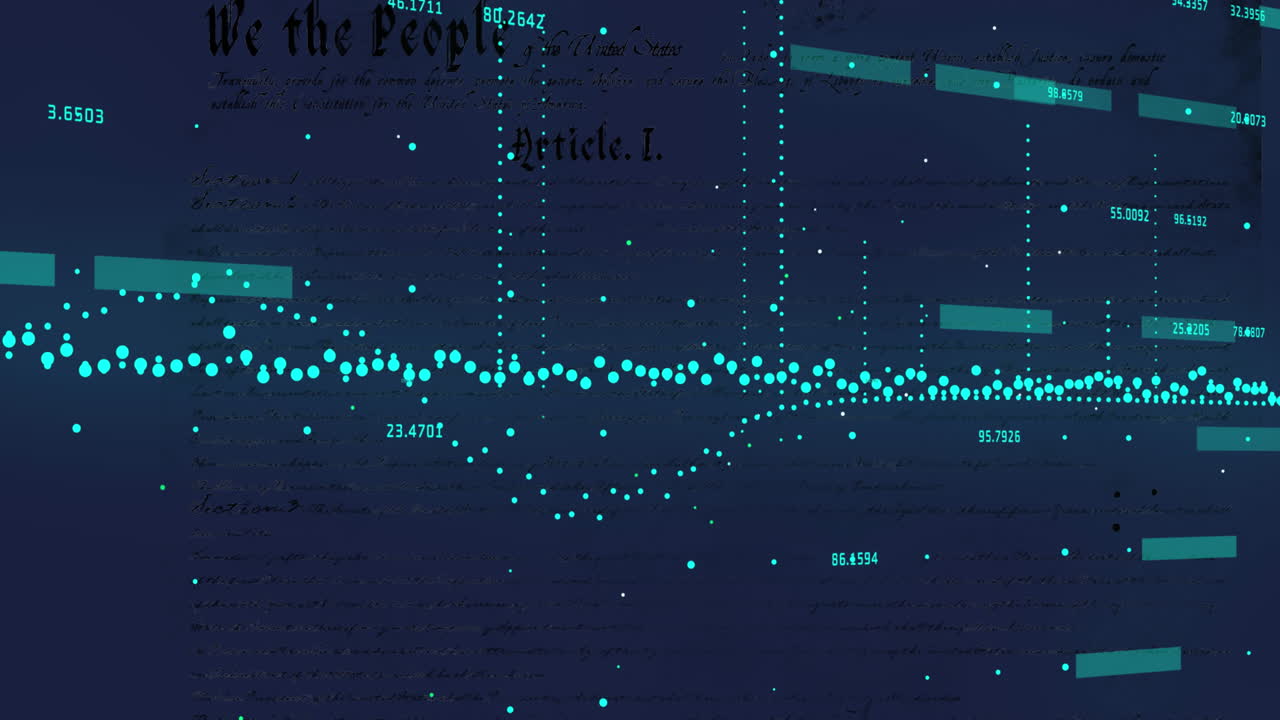 Animation of graphs, moon and numbers moving over article 1 text