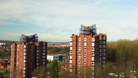 high rise tower blocks, flats built in the city of stoke on trent to accommodate the increasing population, housing crisis and over crowding, immigration housing