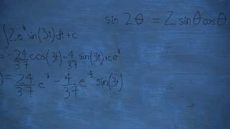 mathmatical calculations in black floating over a chalkboard background 4k