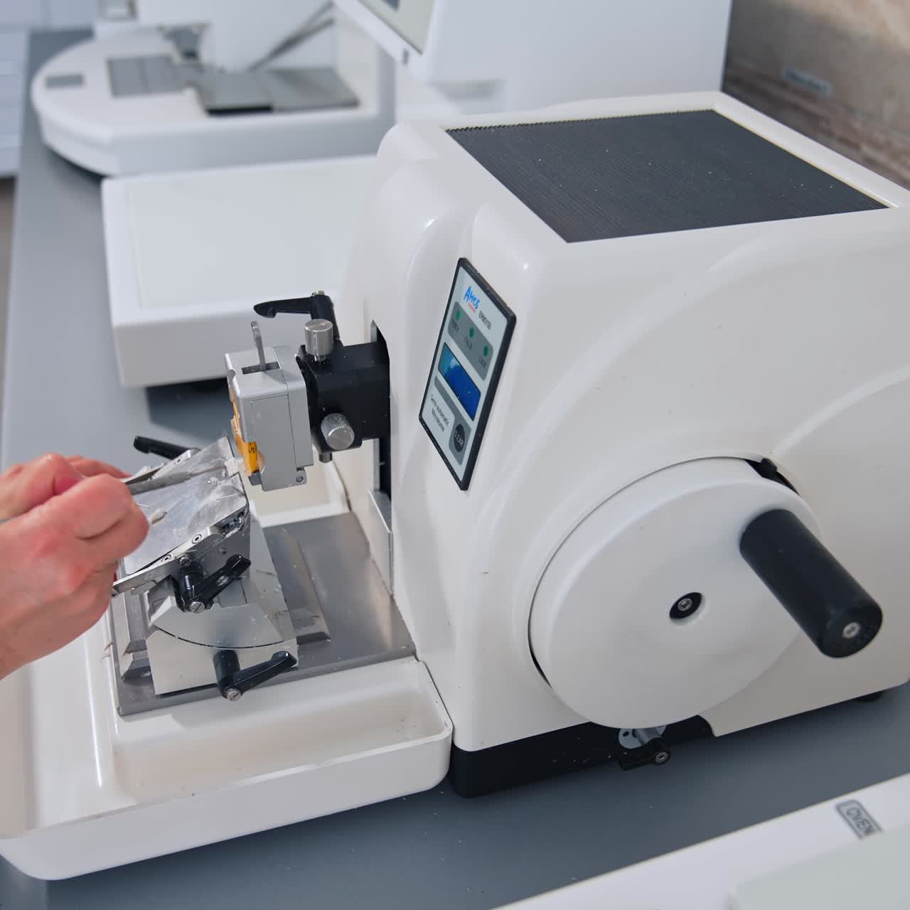 Doctor holding testing equipment. Laboratory technician tools for taking sample