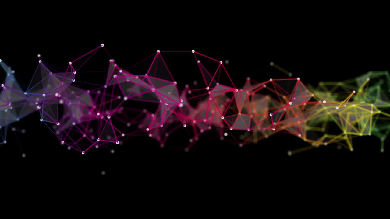 Futuristic plexus animation with glowing triangles in slow motion, 4096x2304 loop 4K