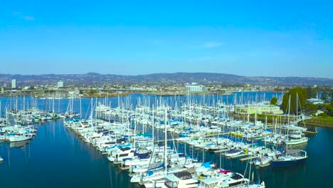 with a vintage look the craft lowers into the marina exposing sailboats and the bay