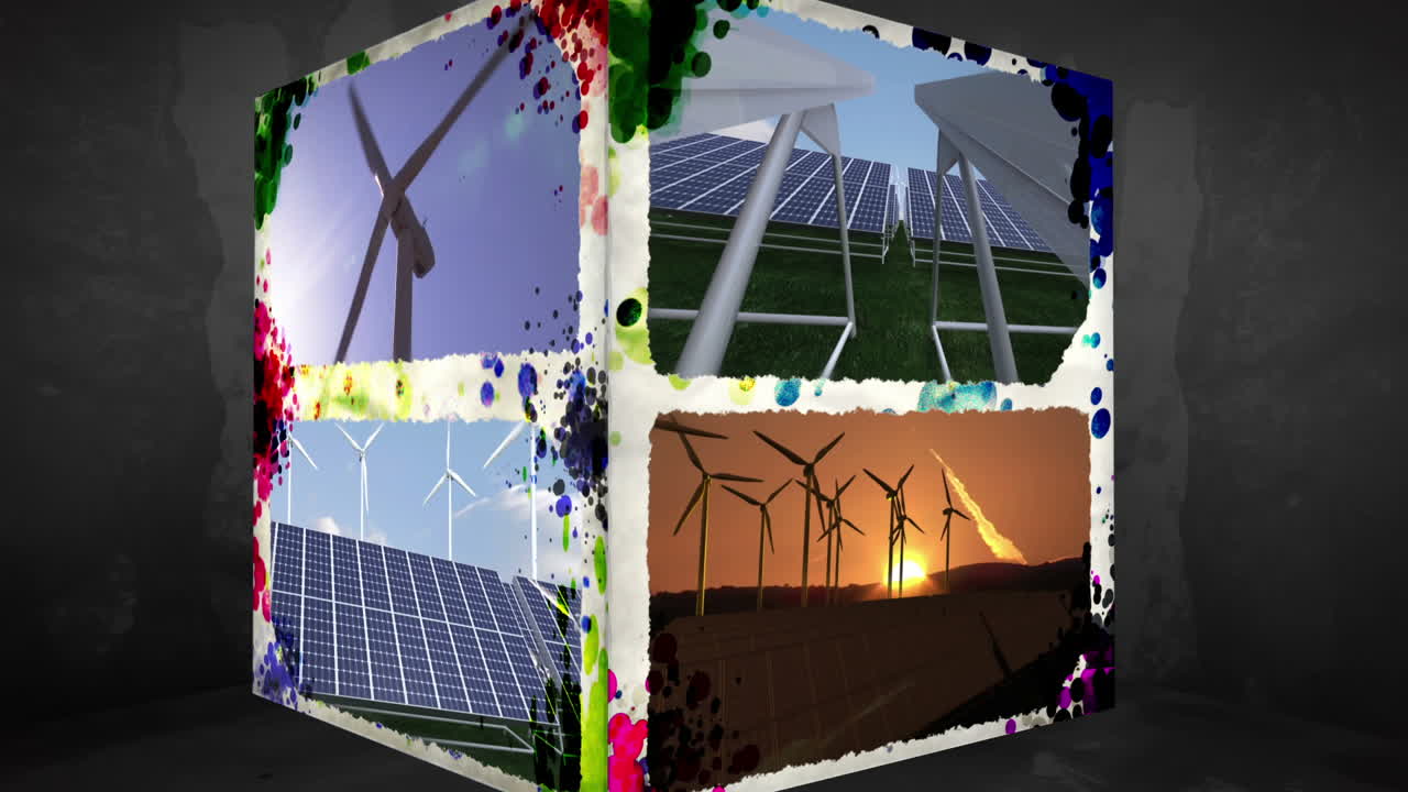 3D AnimationCube of renewable Energy