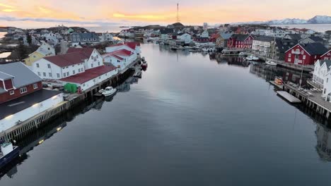vista aérea de las islas lofoten hermoso paisaje durante el invierno