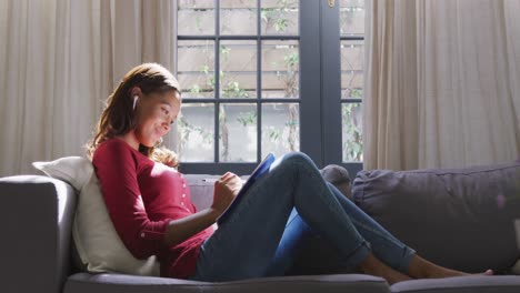 Mixed-race-woman-enjoying-her-time-at-home.-Social-distancing-and-self-isolation-in-quarantine