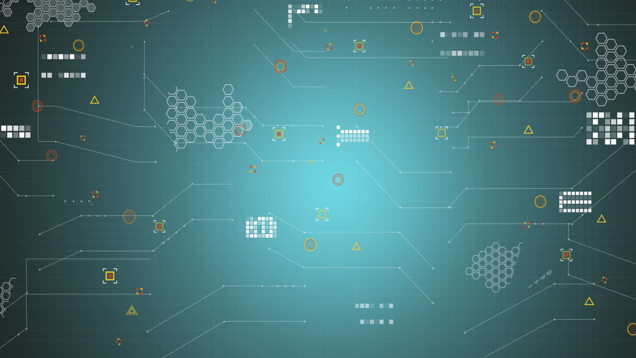 animación de la interfaz con procesamiento de datos contra un fondo de gradiente azul