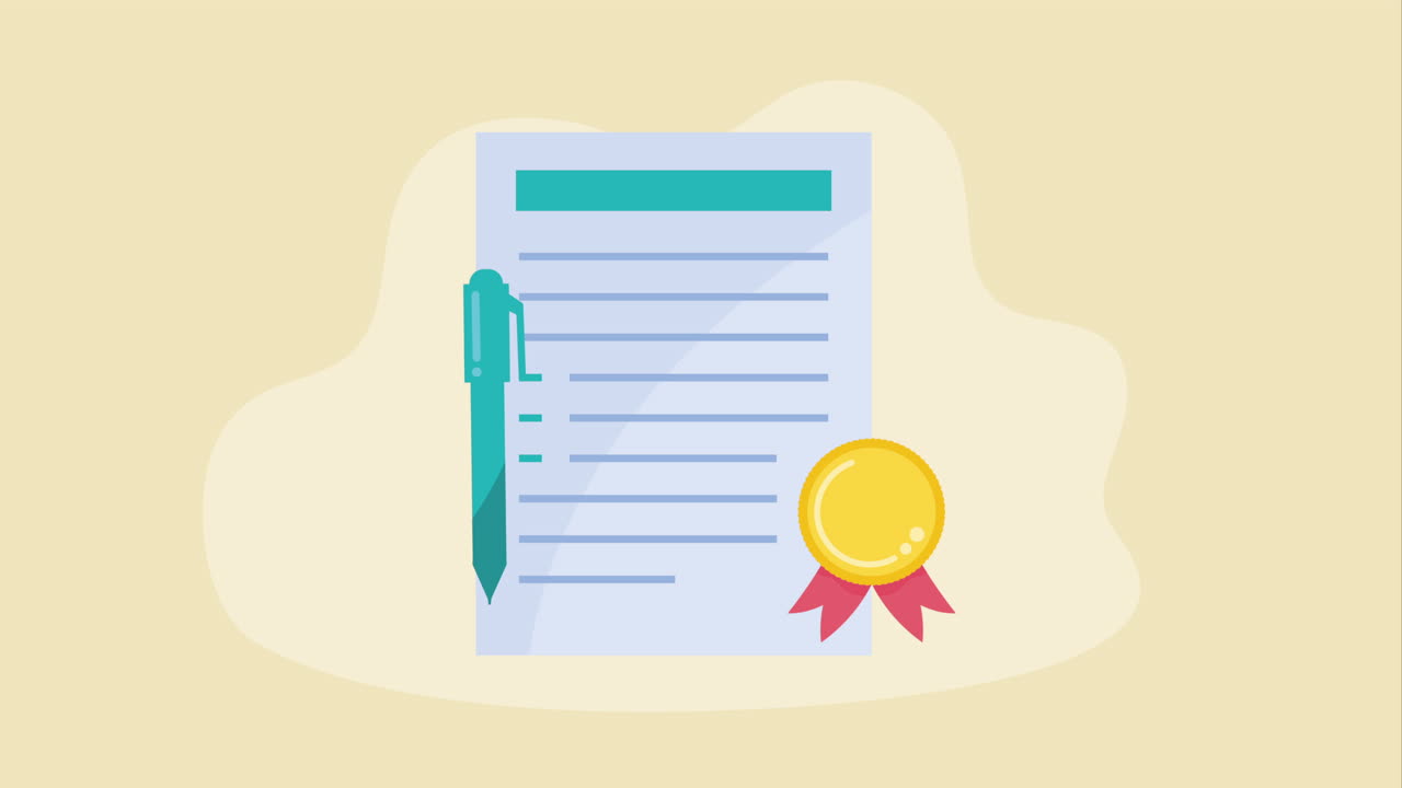 diploma de graduación de la educación con animación de pluma