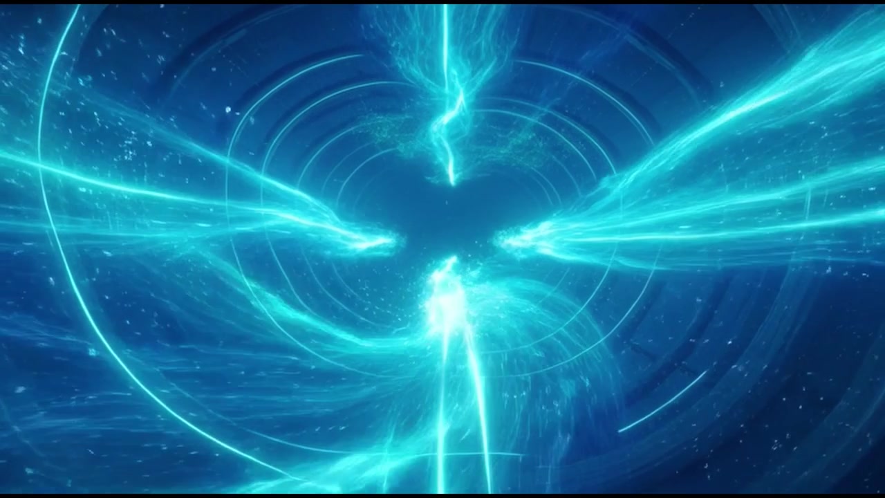Abstract Digital Tunnel with Glowing Blue Light Particles