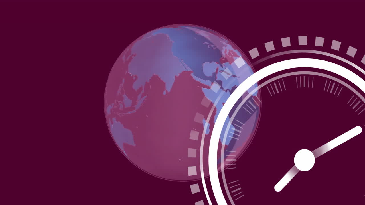 animación del reloj haciendo tictac rápido sobre el giro del globo