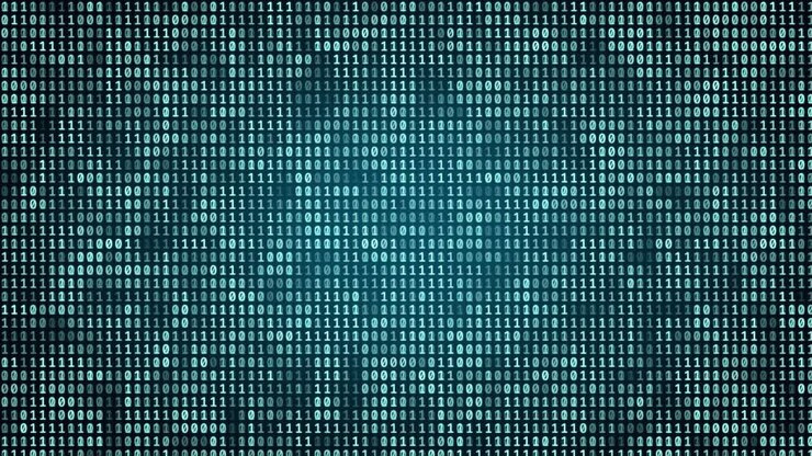 Abstract futuristic cyberspace with binary code, matrix animated background with digits. Programming code, mining cryptocurrency and bitcoin concept looped animation. Web development, virtual space