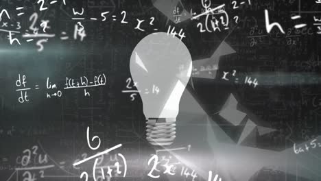 animation of light bulb and scientific formule data processing