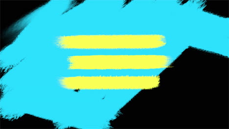 Splashing-blue-and-yellow-striped-paint-brushes-on-black-gradient