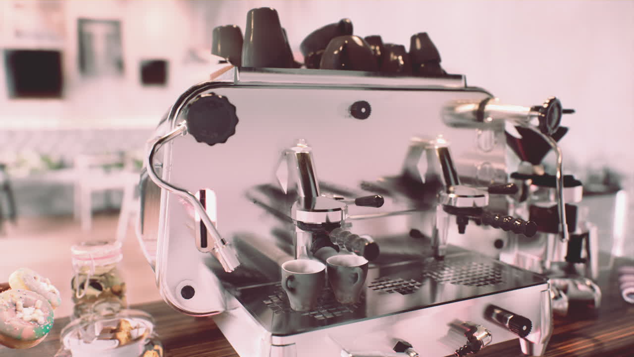 máquina de café lista para hacer café caliente