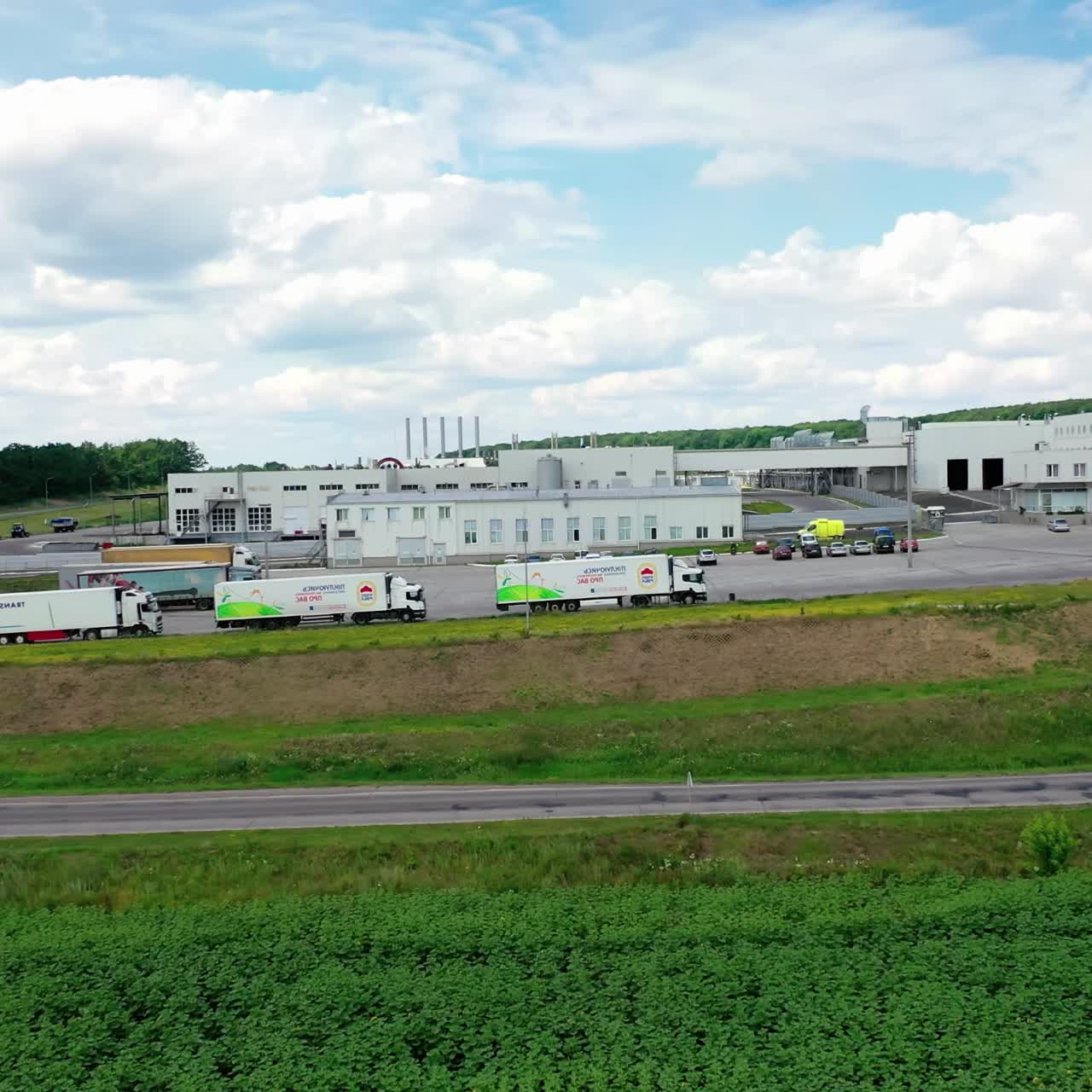 Aerial view of industrial area. Aerial drone shot of the industrial factory