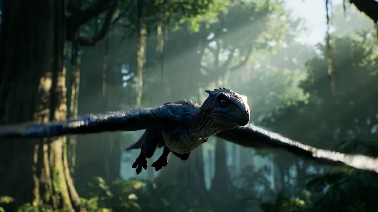 Flying Dinosaur in a Lush Jungle