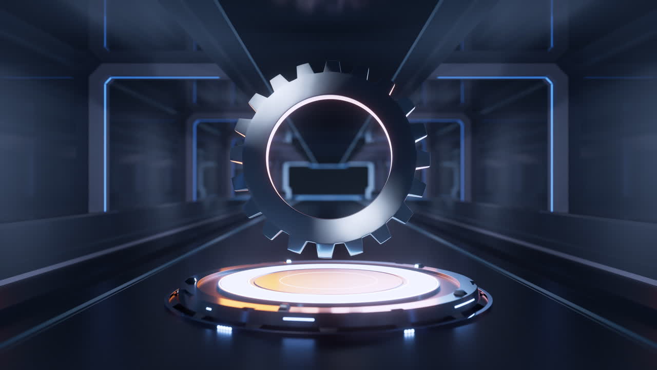 Mechanical gear with technology background, 3d rendering.