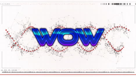 animation of wow text over red spinning dna strand