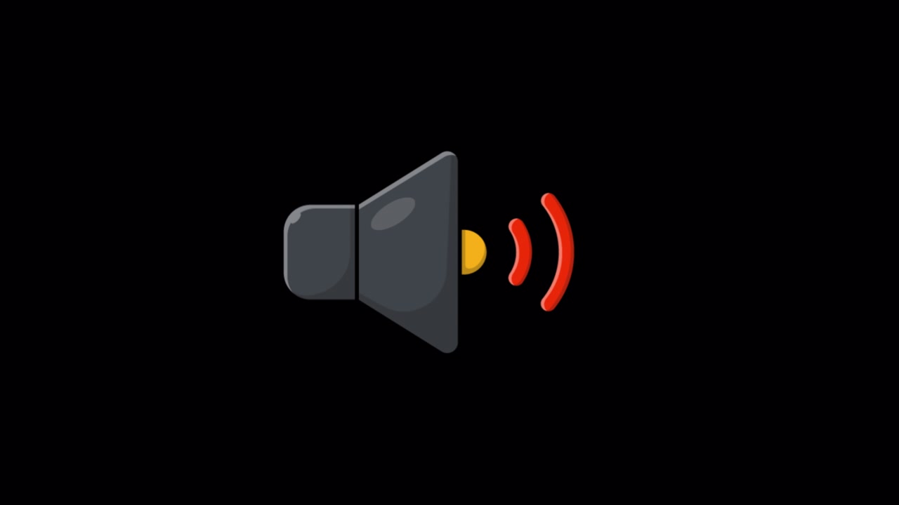 Animated Speaker Icon Emitting Sound Waves on Black Background