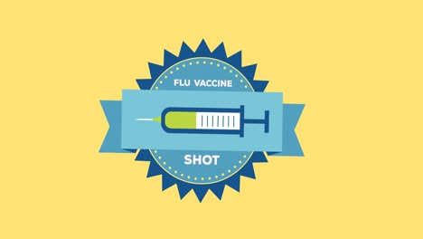 animación del texto de la vacuna contra la gripe sobre fondo amarillo