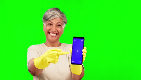 mockup, green screen and woman with gloves