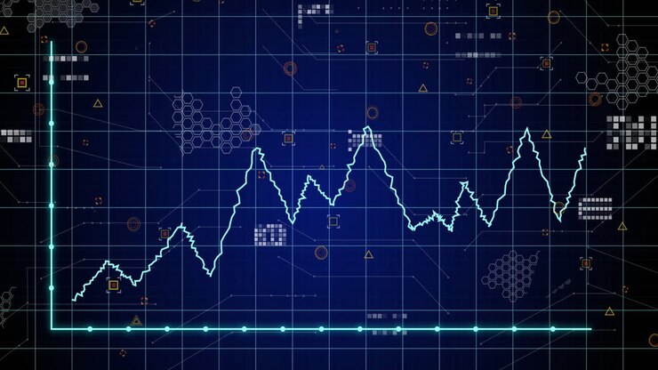 Animation of statistical data processing over grid network against blue background